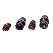 Panel indicator housings and hardware for industrial control panels