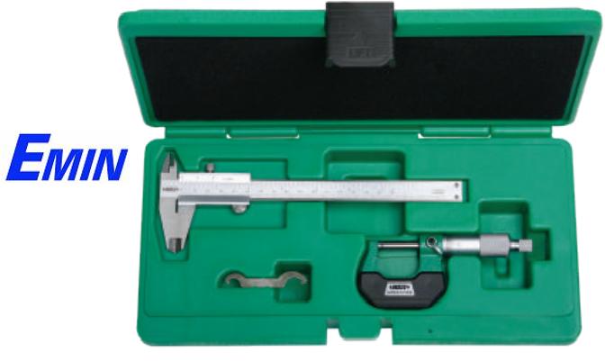 Organized measuring and workshop tool set for industrial maintenance and inspection tasks