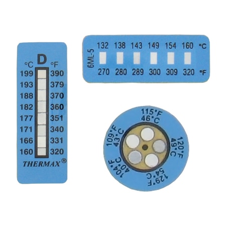 Temperature indicating labels used for visual surface temperature monitoring