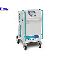 Technician servicing electrical cable fault testing equipment