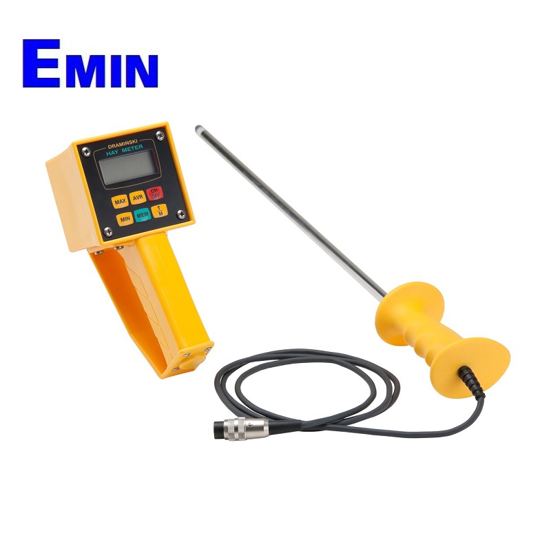 Handheld instrument for checking moisture in hay and straw with probe