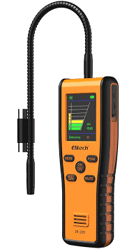 Handheld instrument used for refrigerant leak detection in HVAC and air conditioner service